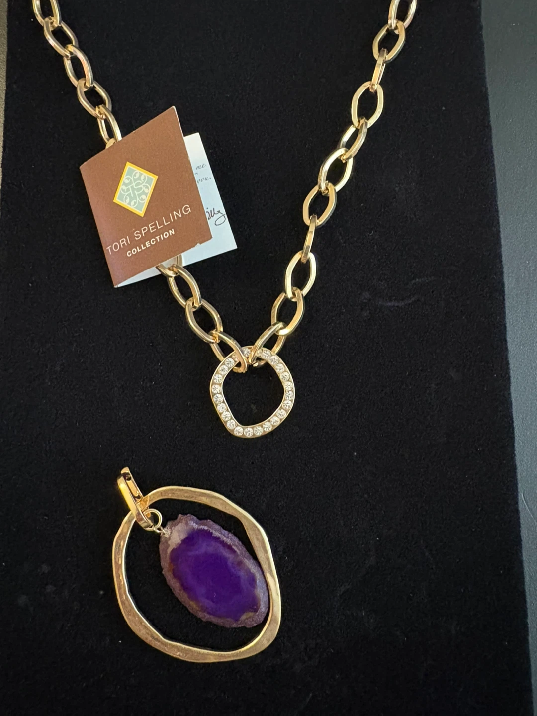 Tori Spelling Collection Gold Tone with Purple Agate Pendant - photo 2