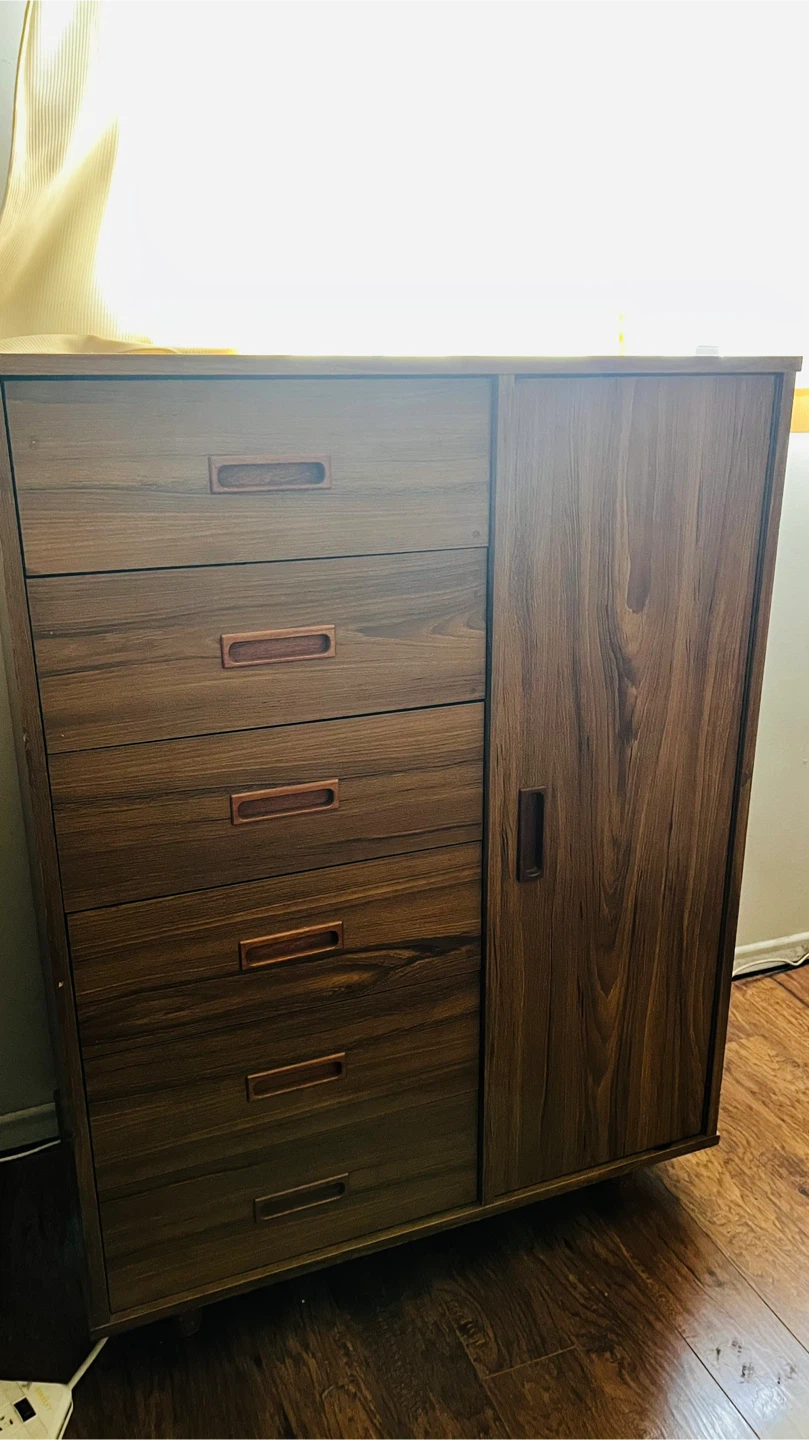 Vintage Walnut Dresser with Cabinet