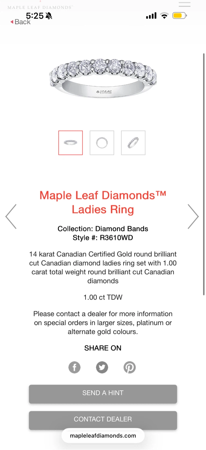 14k White Gold Diamond Ring Set - Noam Carver and Maple Leaf - photo 5