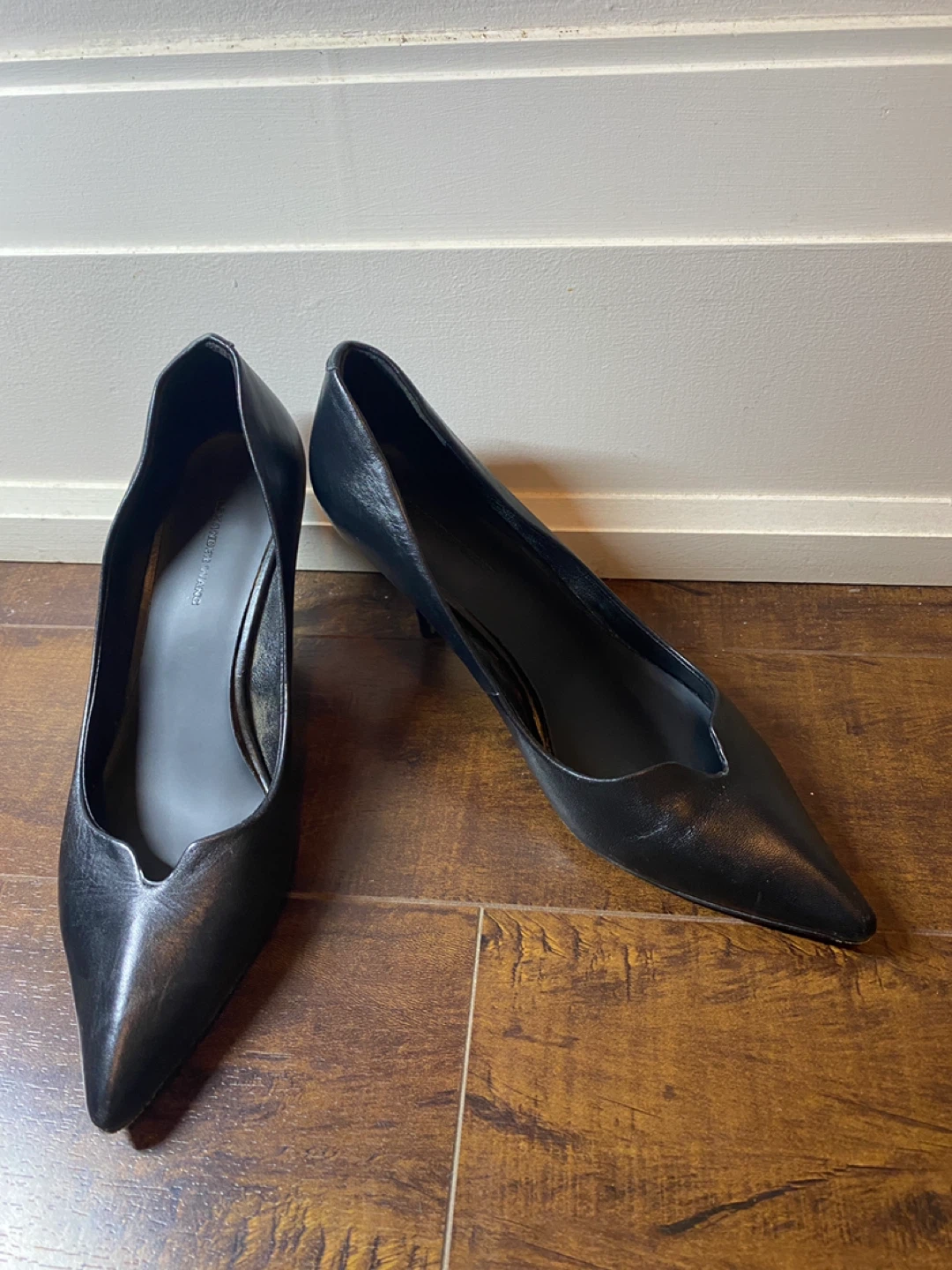 Alexander Wang Black Leather Pointed Toe Heels - Size 38