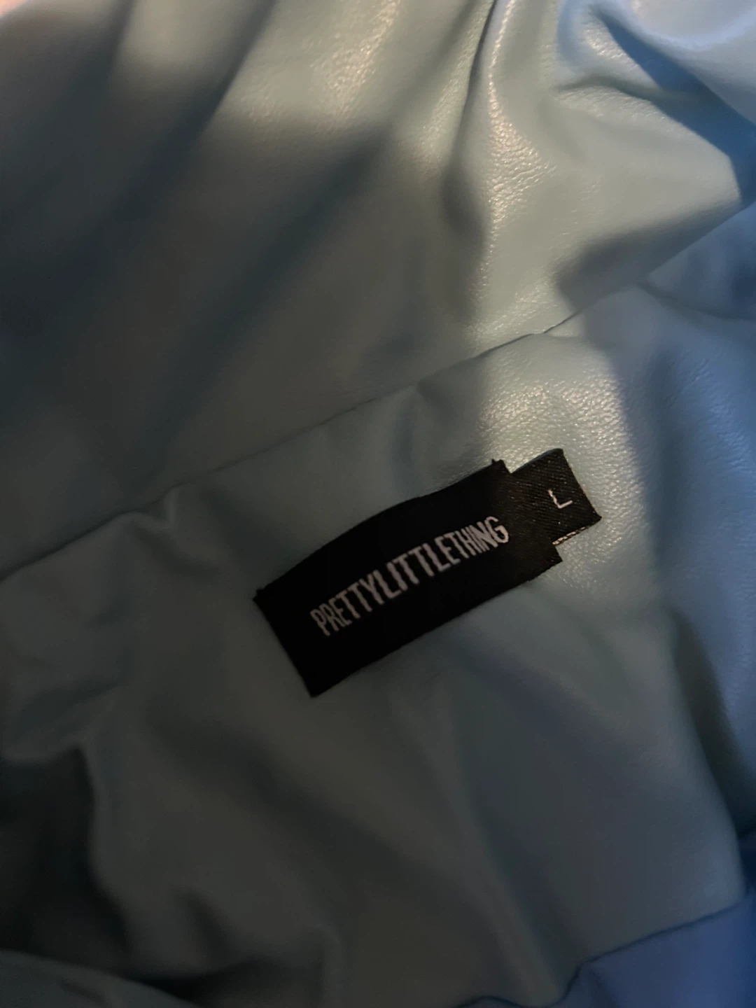 PRETTYLITTLETHING Blue Faux Leather Puffer Jacket - photo 3