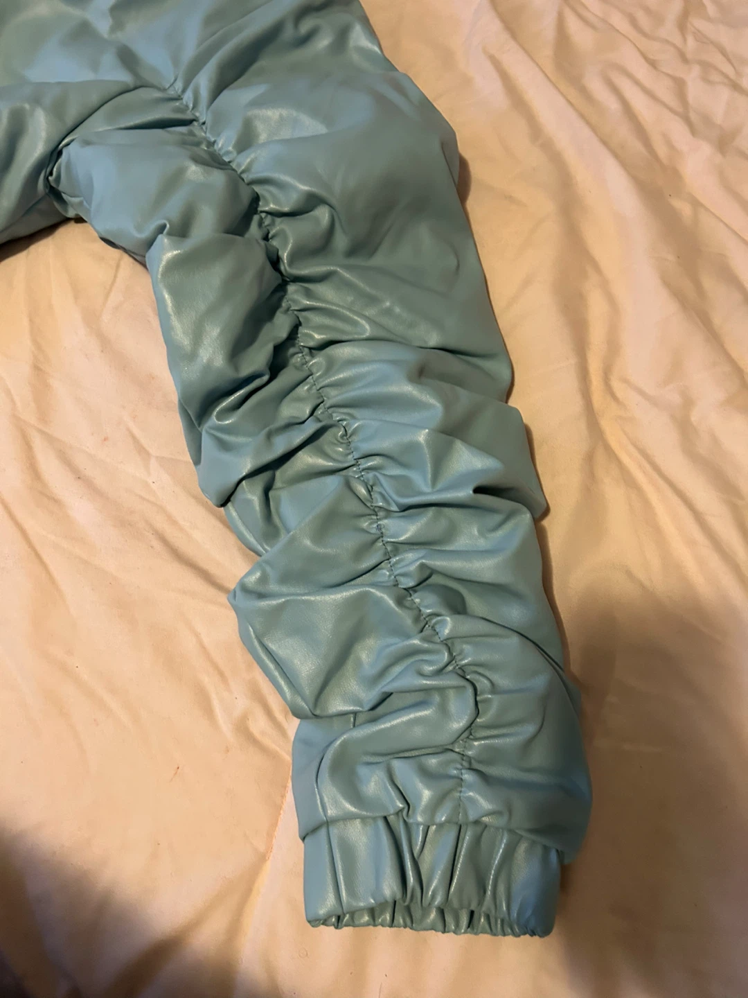 PRETTYLITTLETHING Blue Faux Leather Puffer Jacket - photo 4