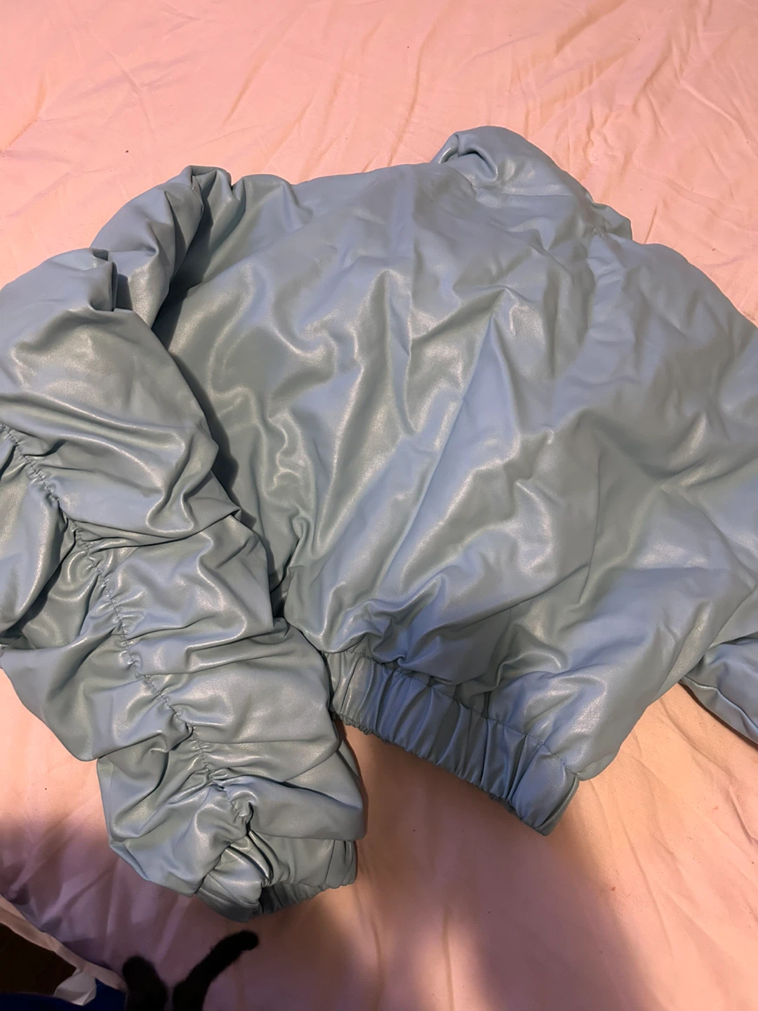 PRETTYLITTLETHING Blue Faux Leather Puffer Jacket - photo 2