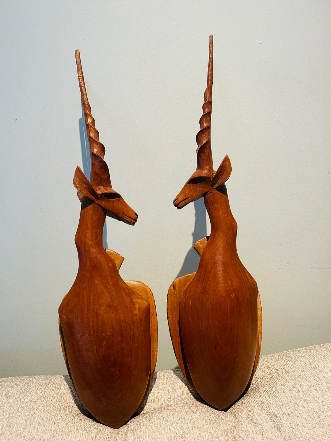 Pair of Wooden Antelope Carvings - photo 2