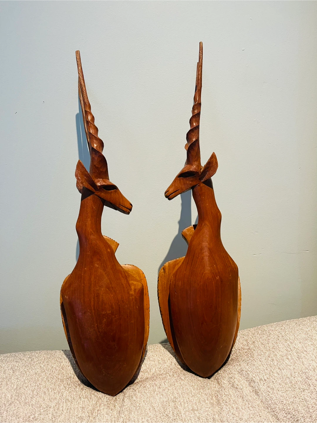 Pair of Wooden Antelope Carvings - photo 3