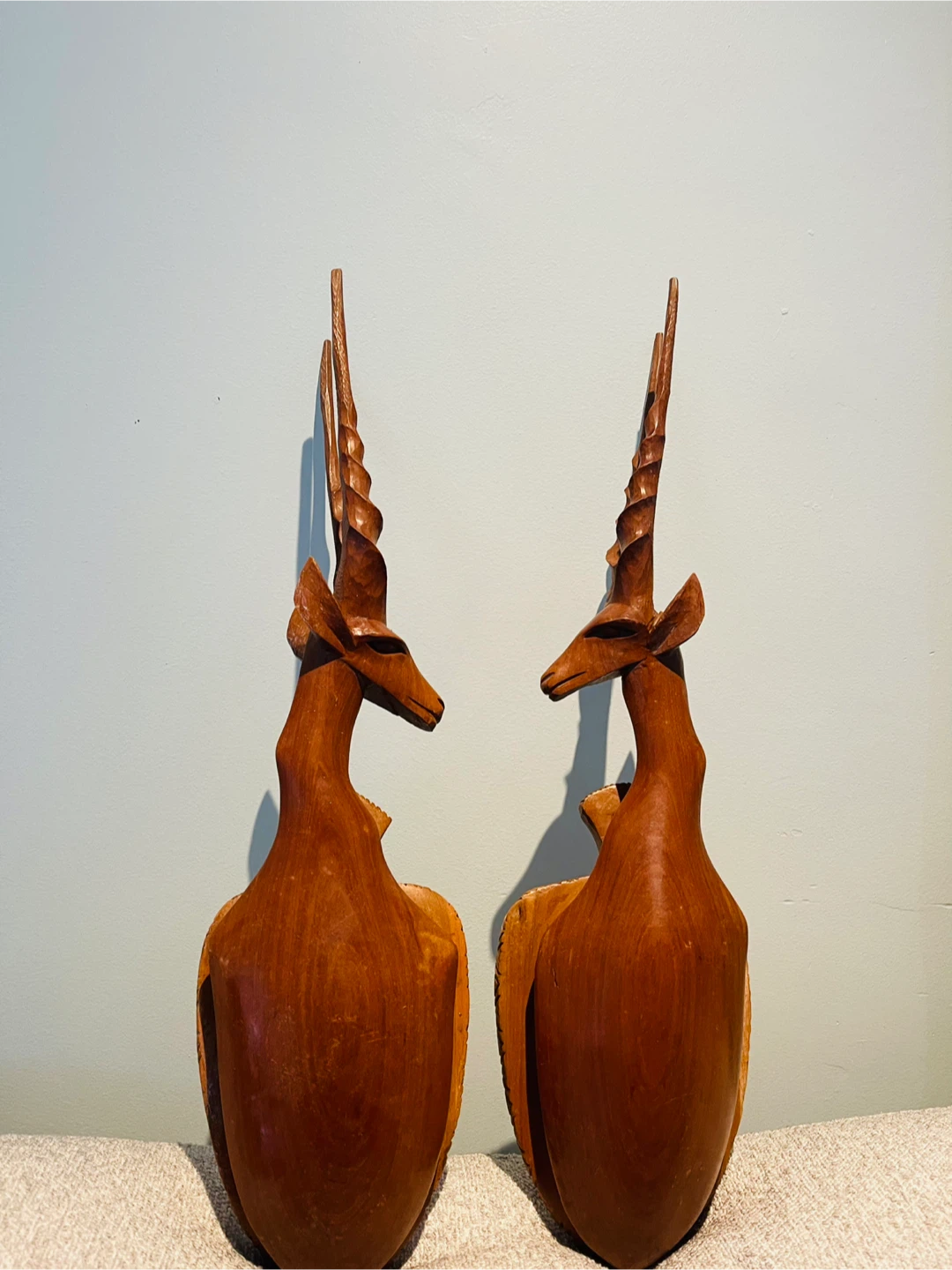 Pair of Wooden Antelope Carvings