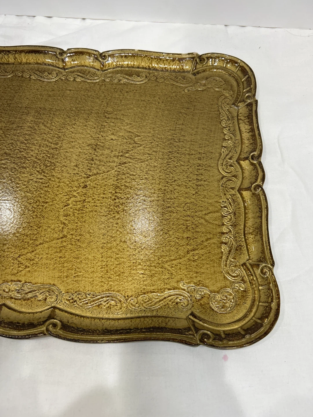 Vintage Italian Florentine gilded wood serving tray - photo 4
