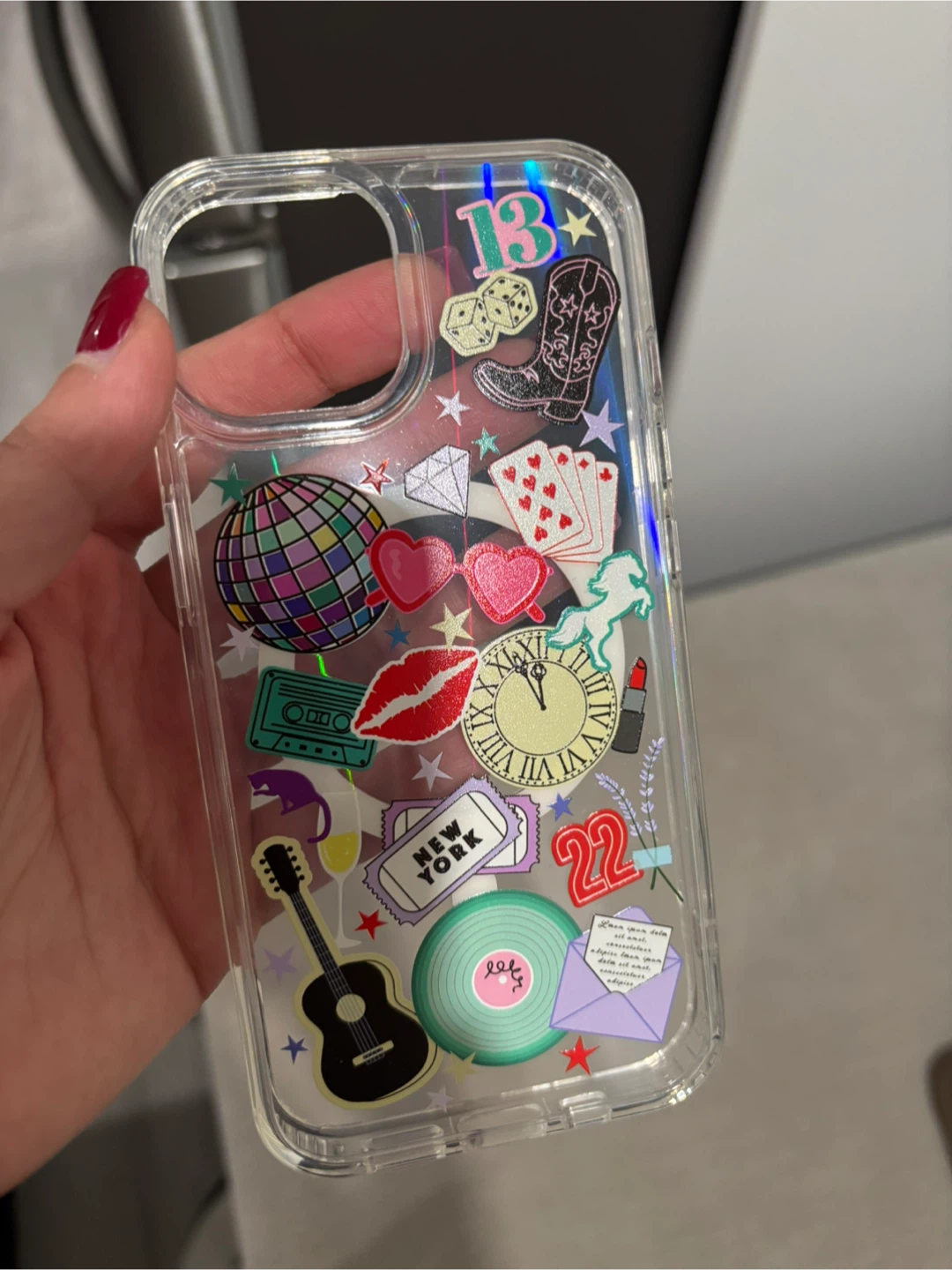 iPhone 15Clear iPhone Case with Holographic Charms