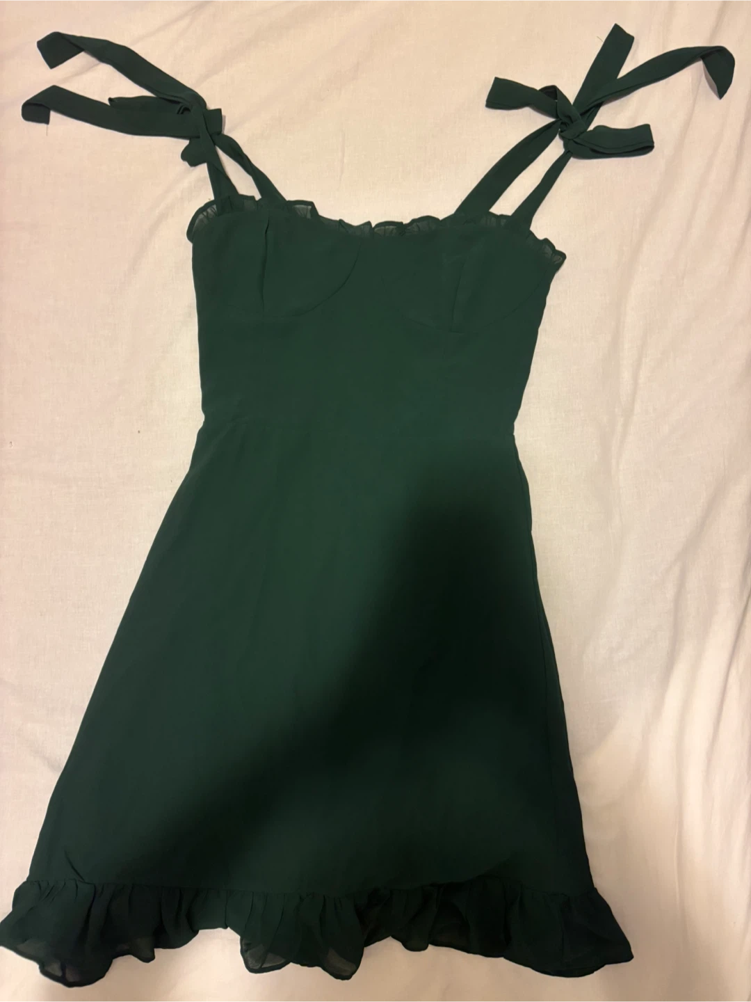 Hunter Green Smocked Back Mini Dress
