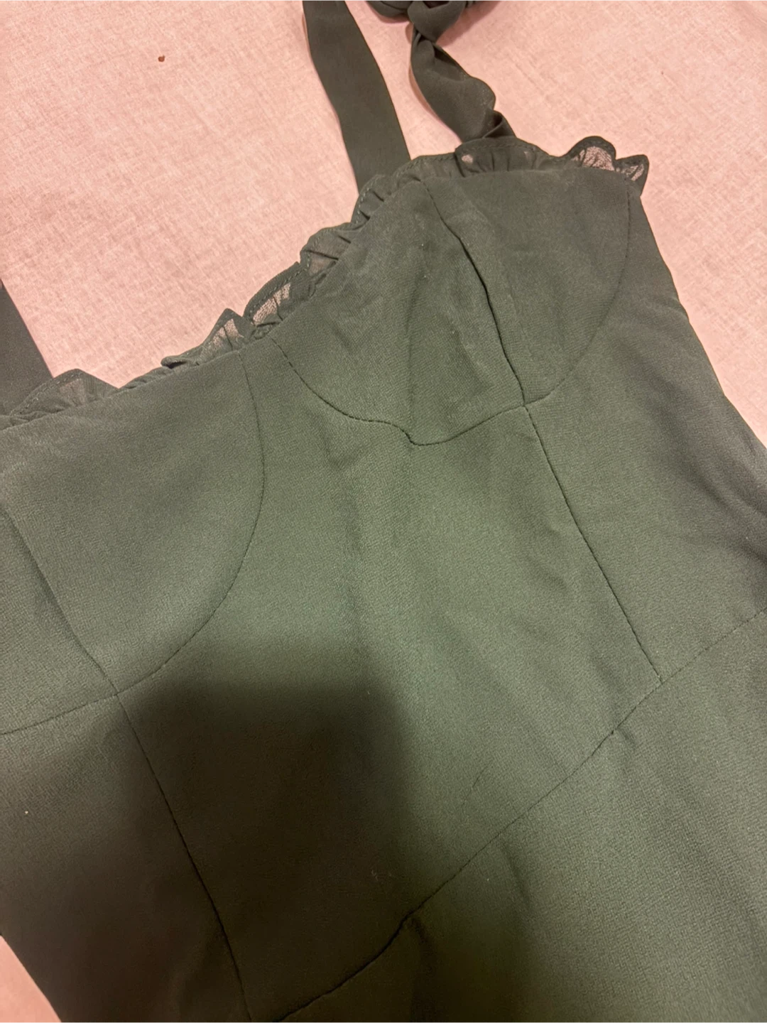 Hunter Green Smocked Back Mini Dress - photo 3