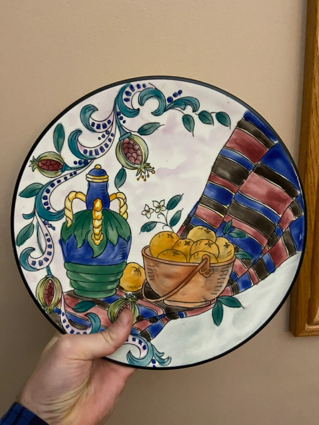 Decorative Plate with Fruit and Vase Design - photo 2