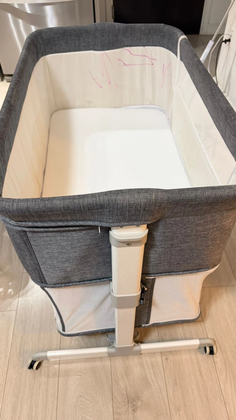 Grey Baby Bassinet with Mosquito Net
