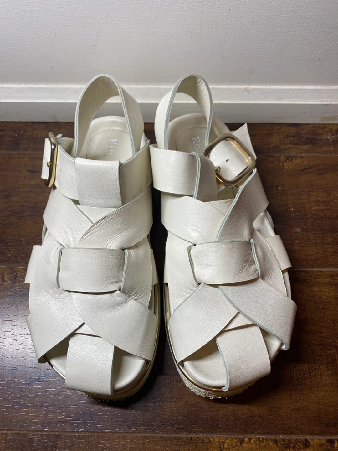 Ron White White Leather Strappy Sandals - photo 2