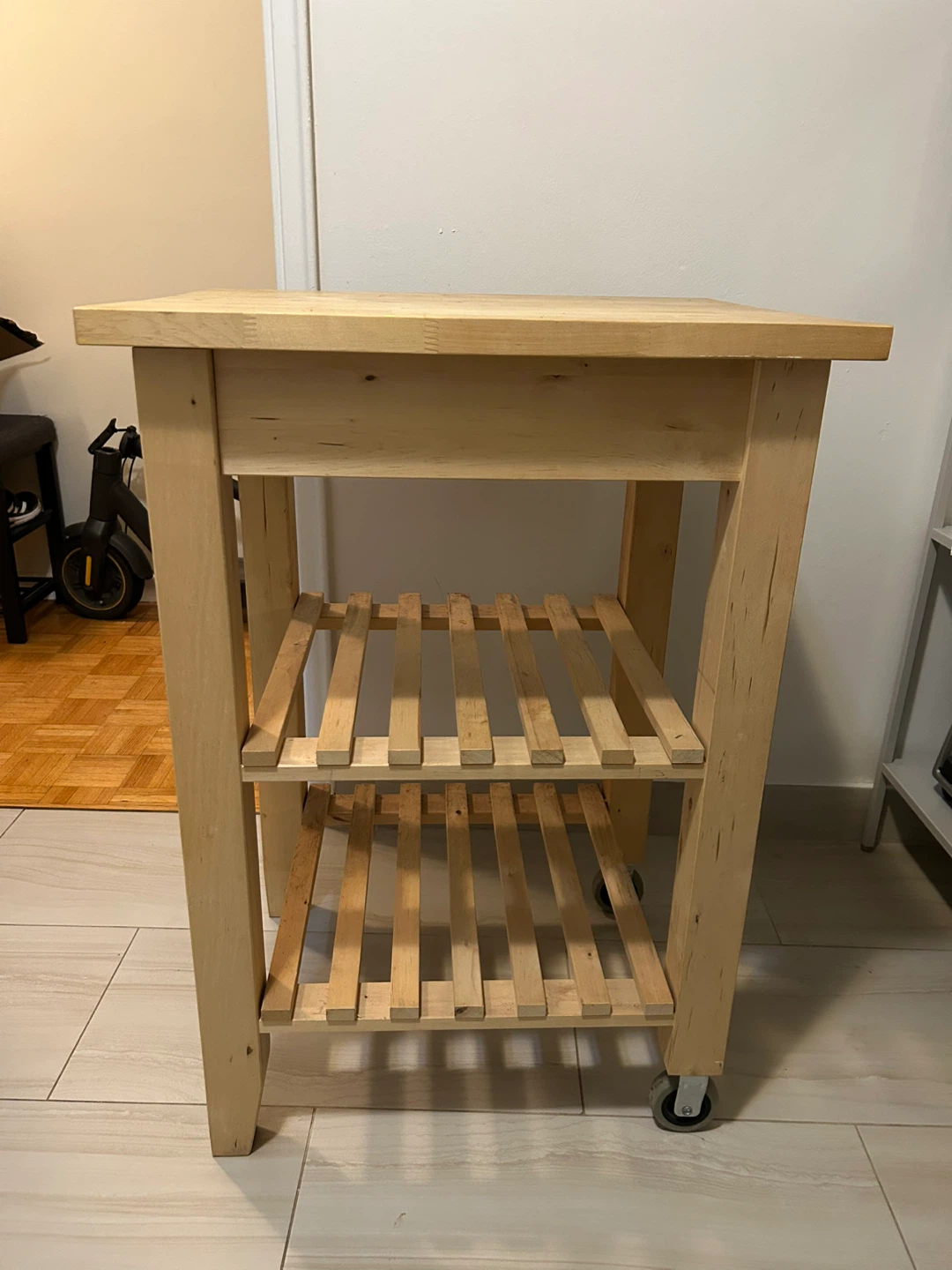 Wooden Kitchen Cart on Wheels
