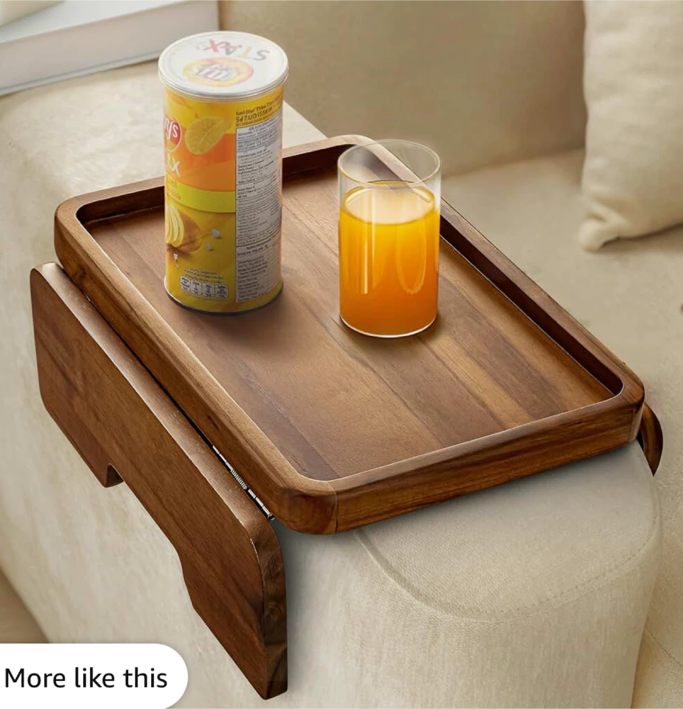 Wooden Couch Arm Tray Table with Handles - photo 3