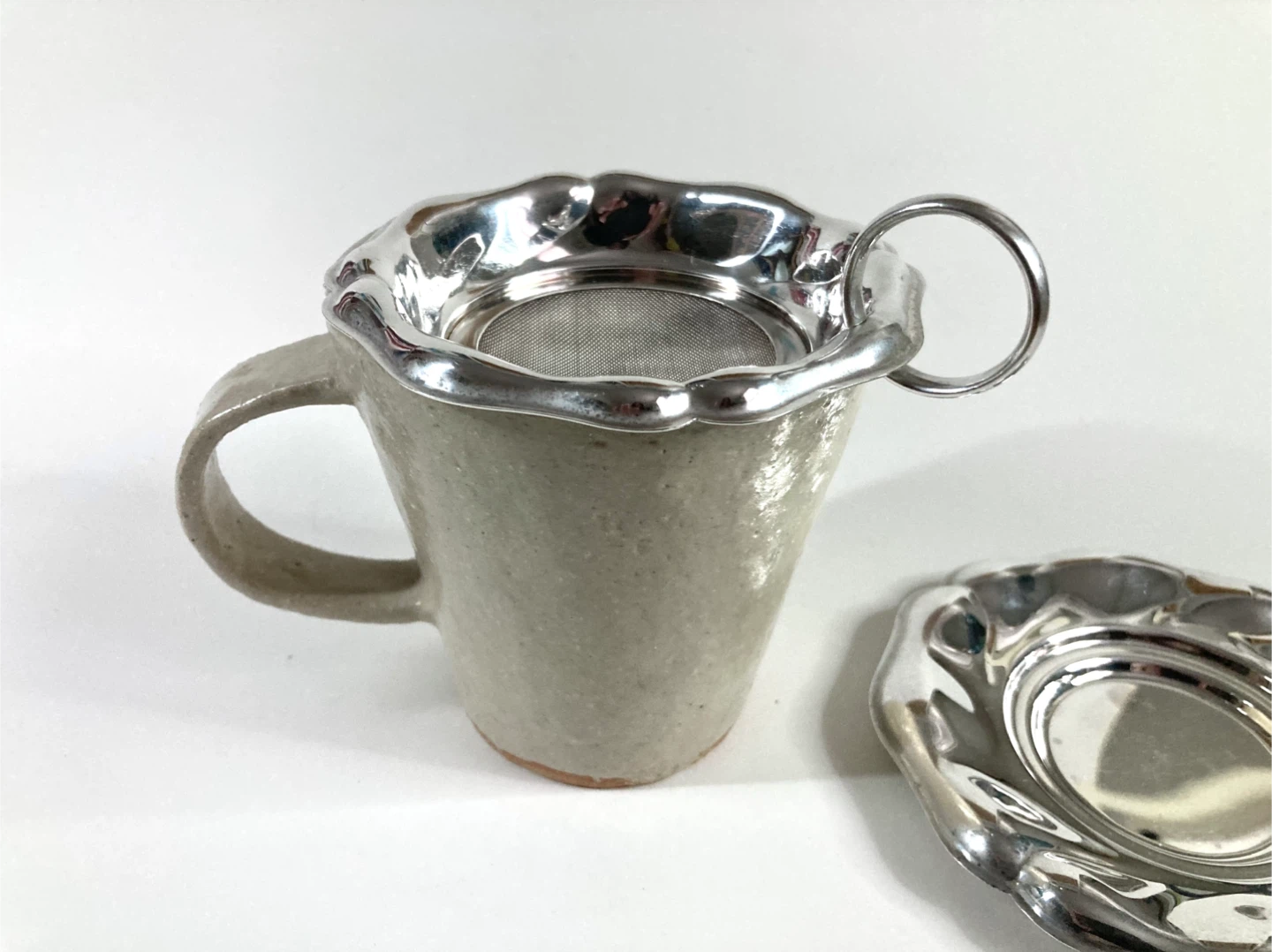 Vintage Silver-Plated Tea Strainer and Tray - photo 4