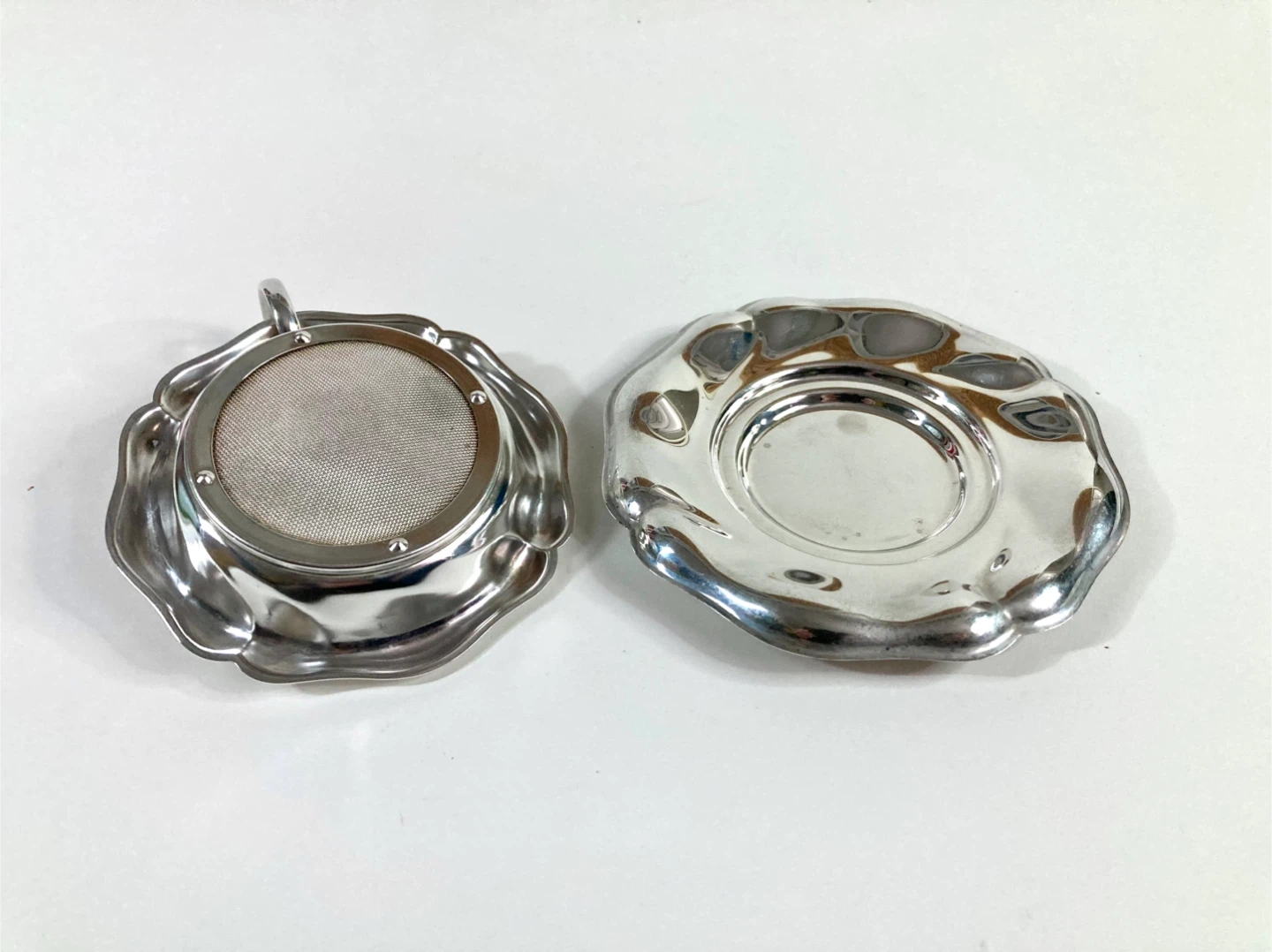 Vintage Silver-Plated Tea Strainer and Tray - photo 2