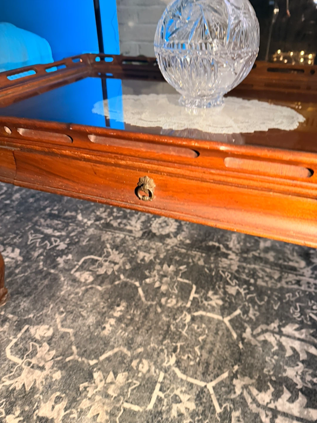 Vintage Wooden Coffee Table with Drawer - photo 2