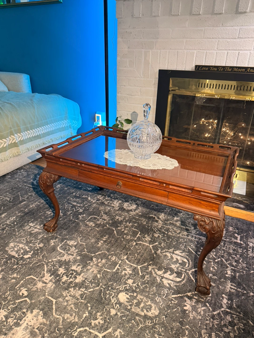 Vintage Wooden Coffee Table with Drawer - photo 3