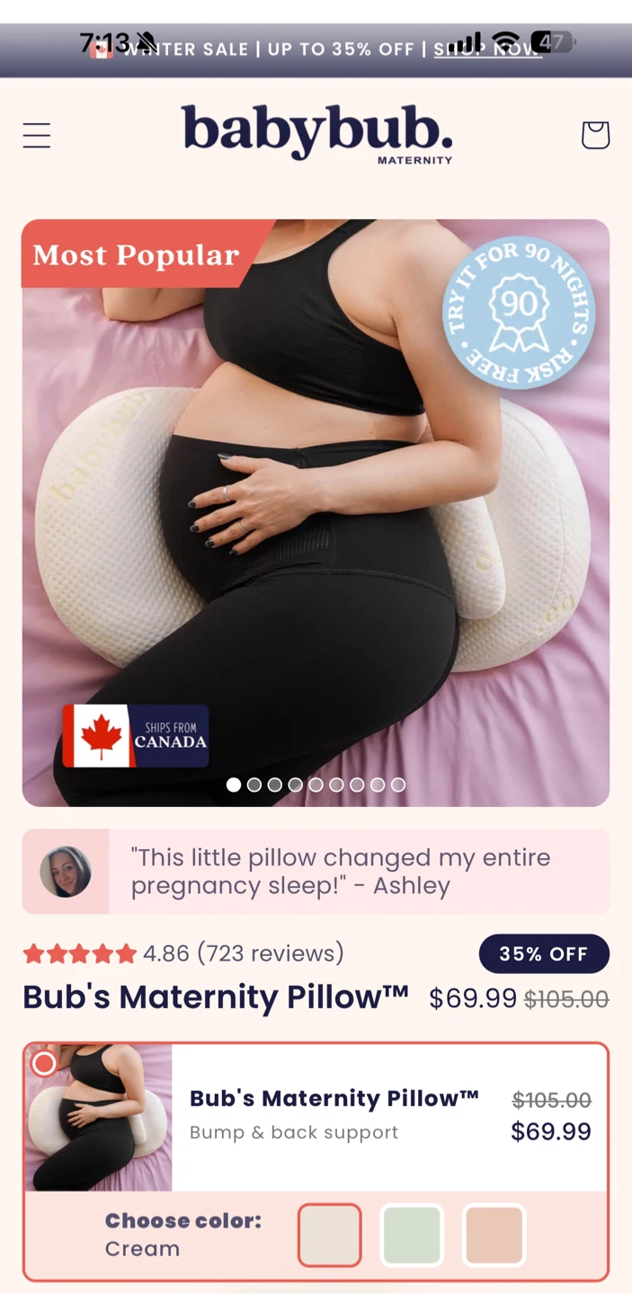 Babybub Maternity Pillow Cream