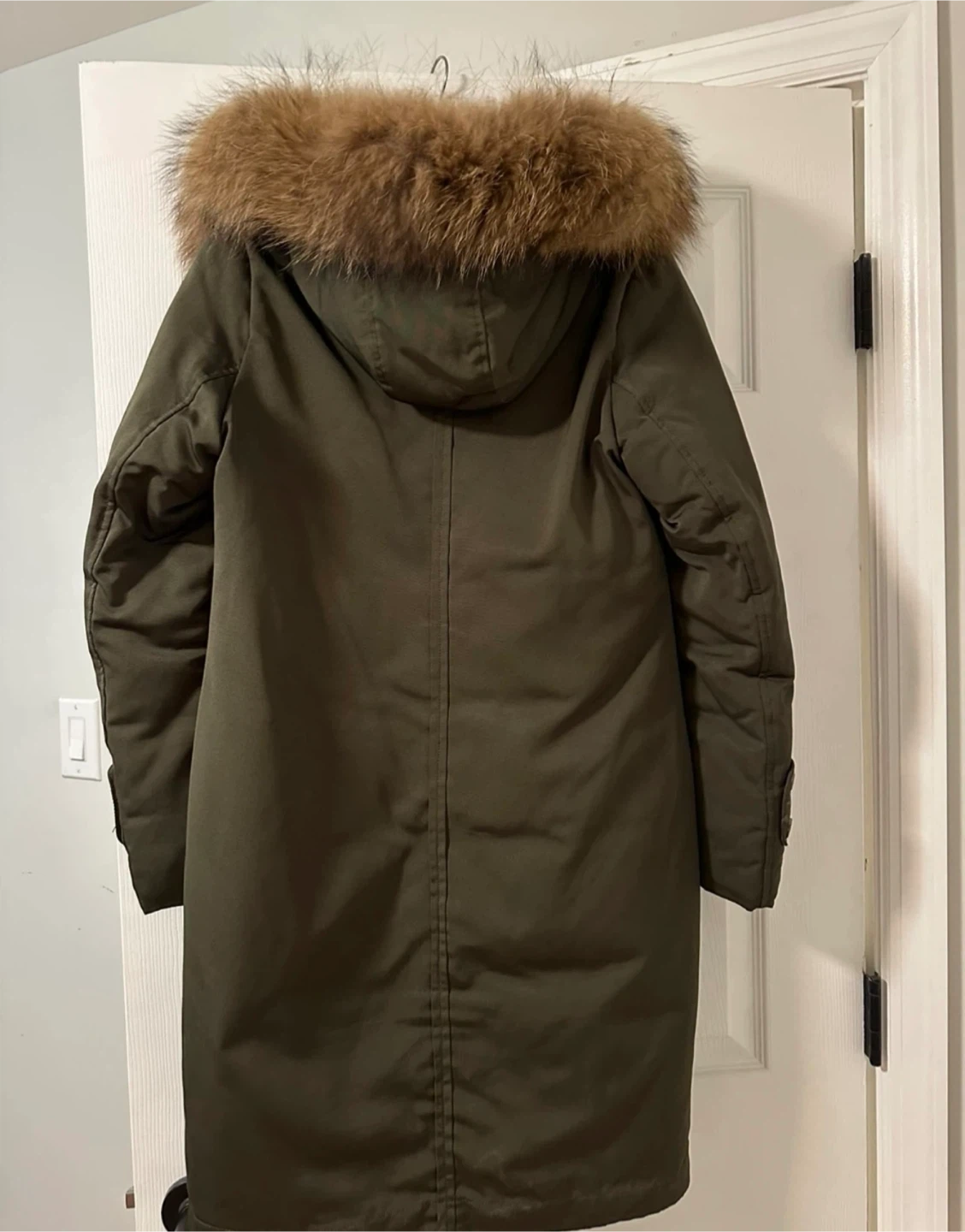 Olive Green Parka Coat with Fur Hood - photo 2
