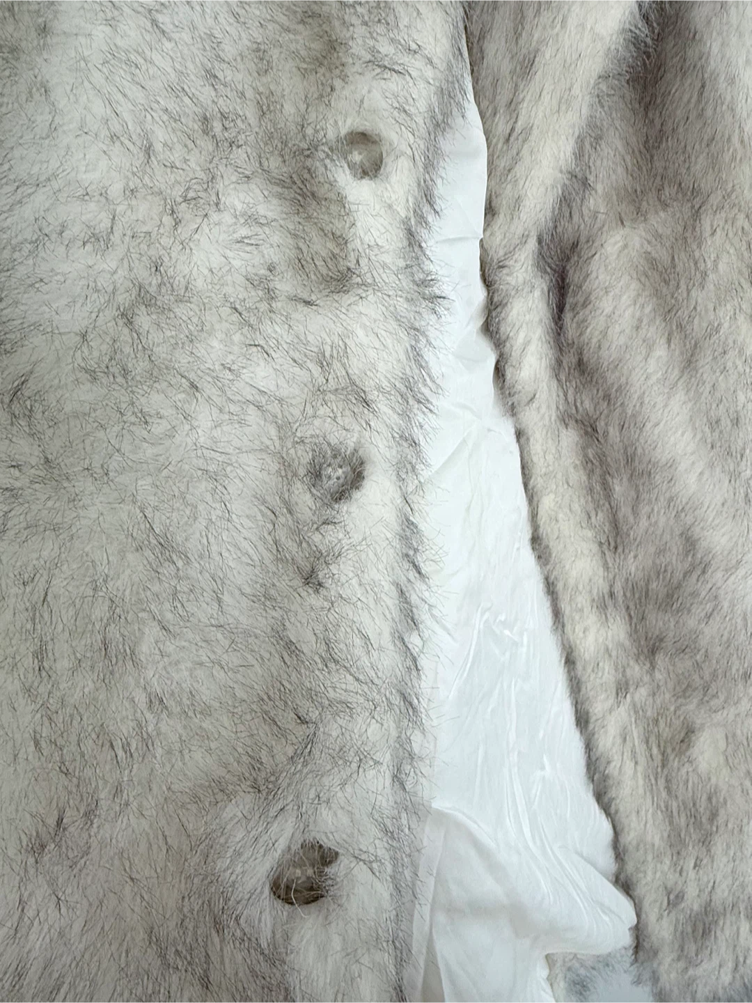 Long Faux Fur Coat, White/Gray, M - photo 3