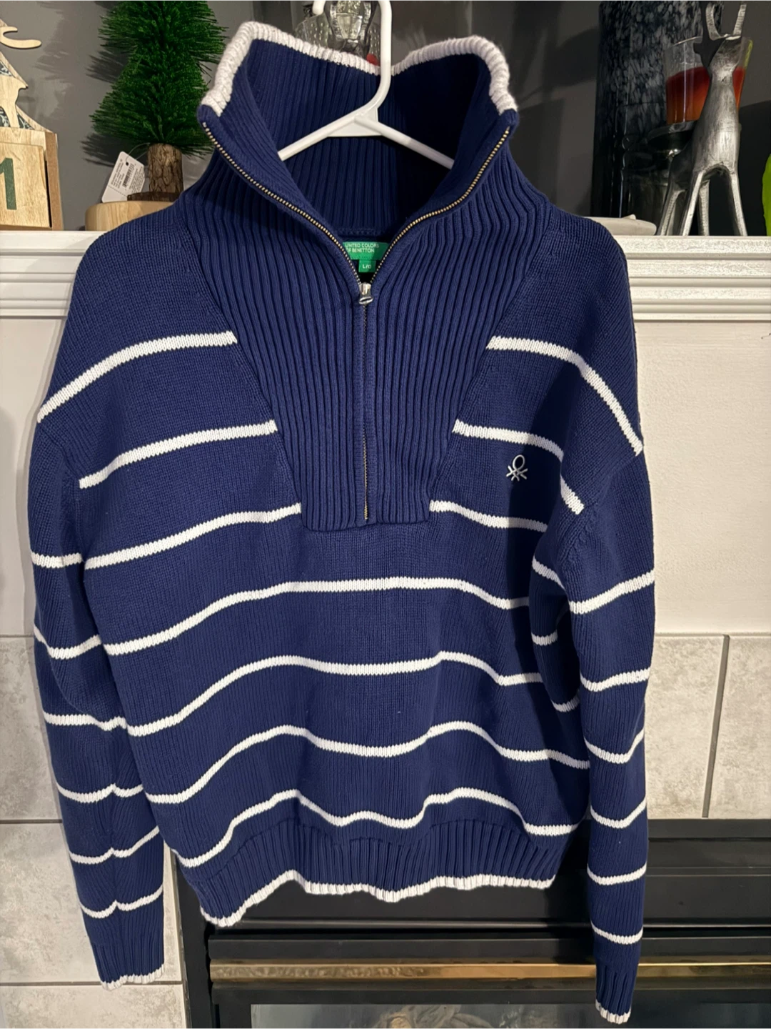Benetton 1/4 Zip Striped Sweater (2) ;