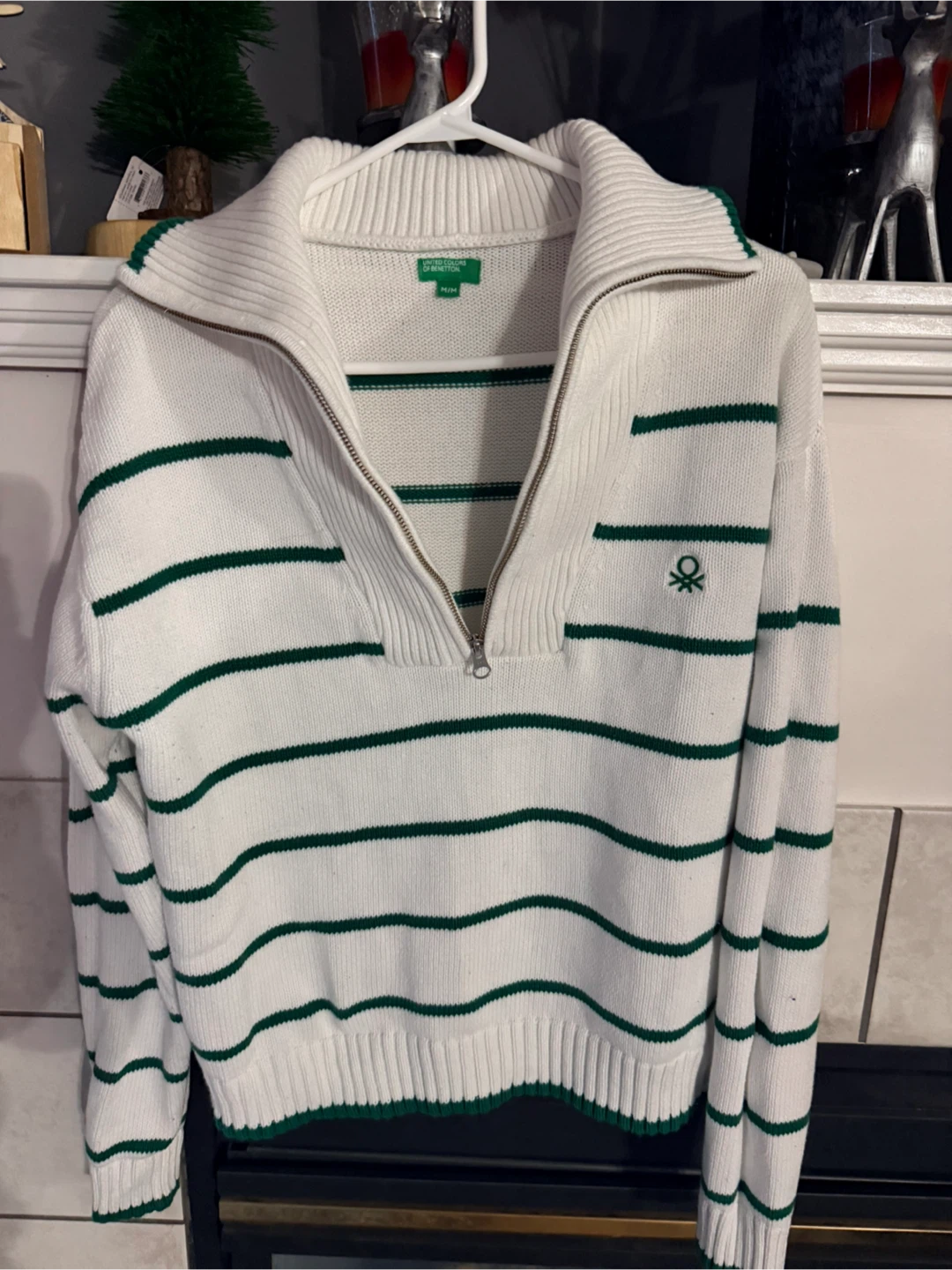 Benetton 1/4 Zip Striped Sweater (2) ; - photo 5