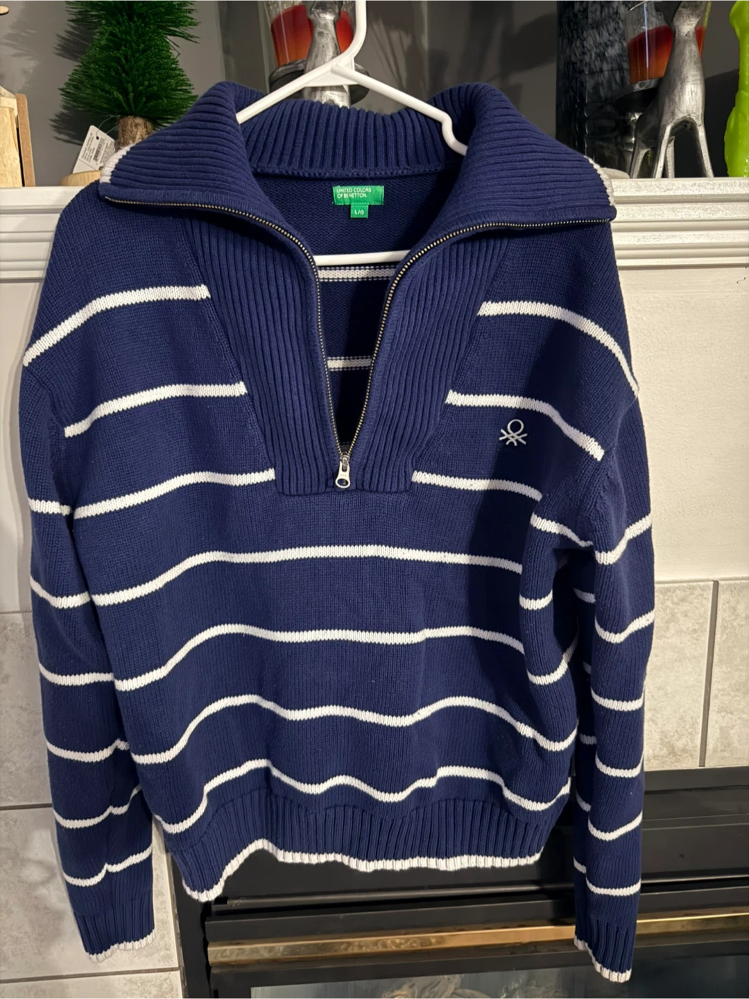Benetton 1/4 Zip Striped Sweater (2) ; - photo 2