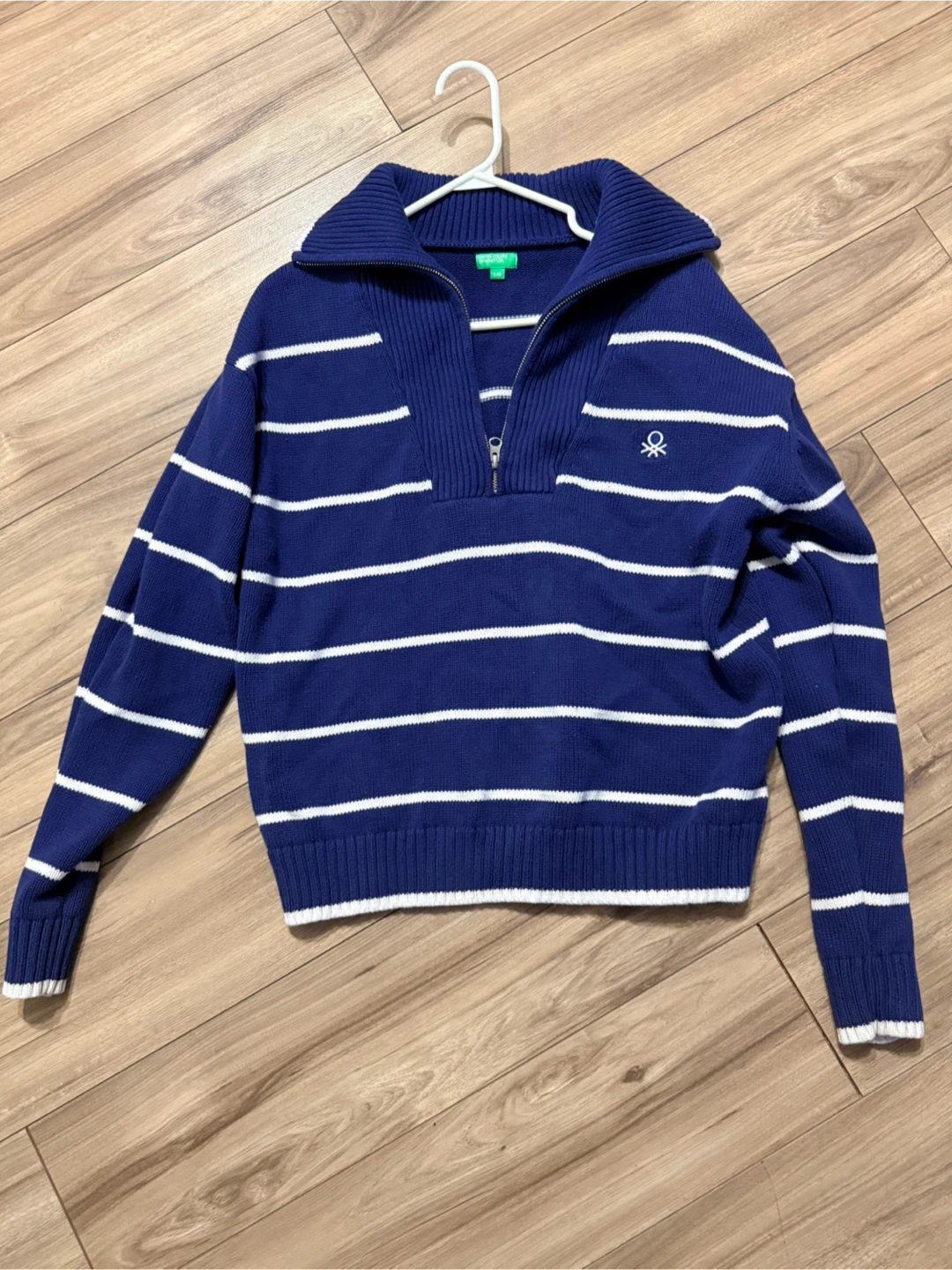 Benetton 1/4 Zip Striped Sweater (2) ; - photo 3