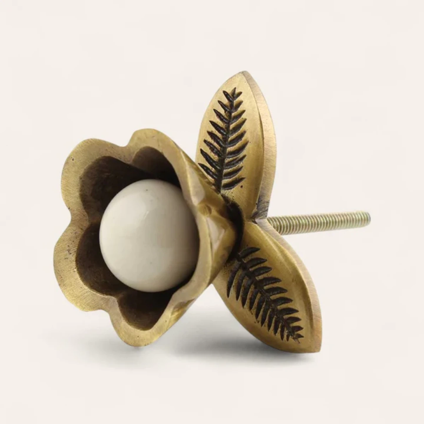Brass Flower Drawer Pull Knobs (Set of 2) - photo 2