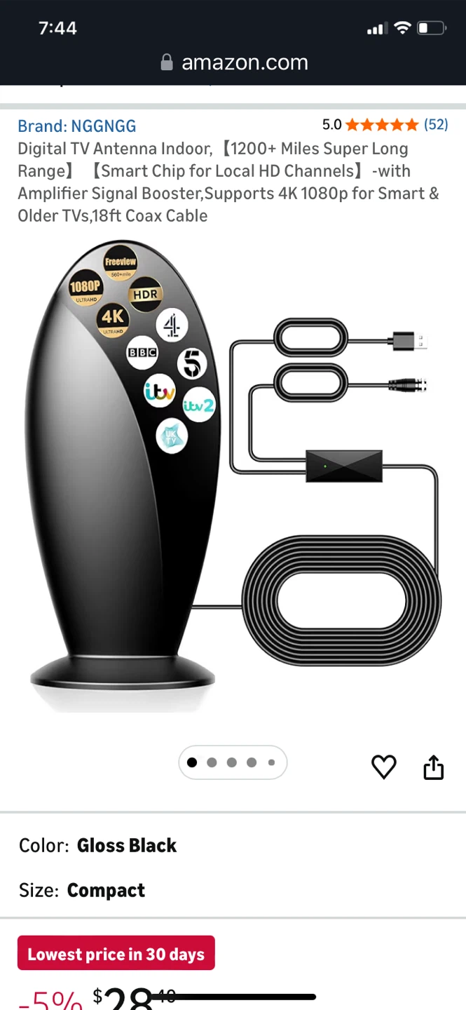 NGGNGG Digital TV Antenna - Gloss Black