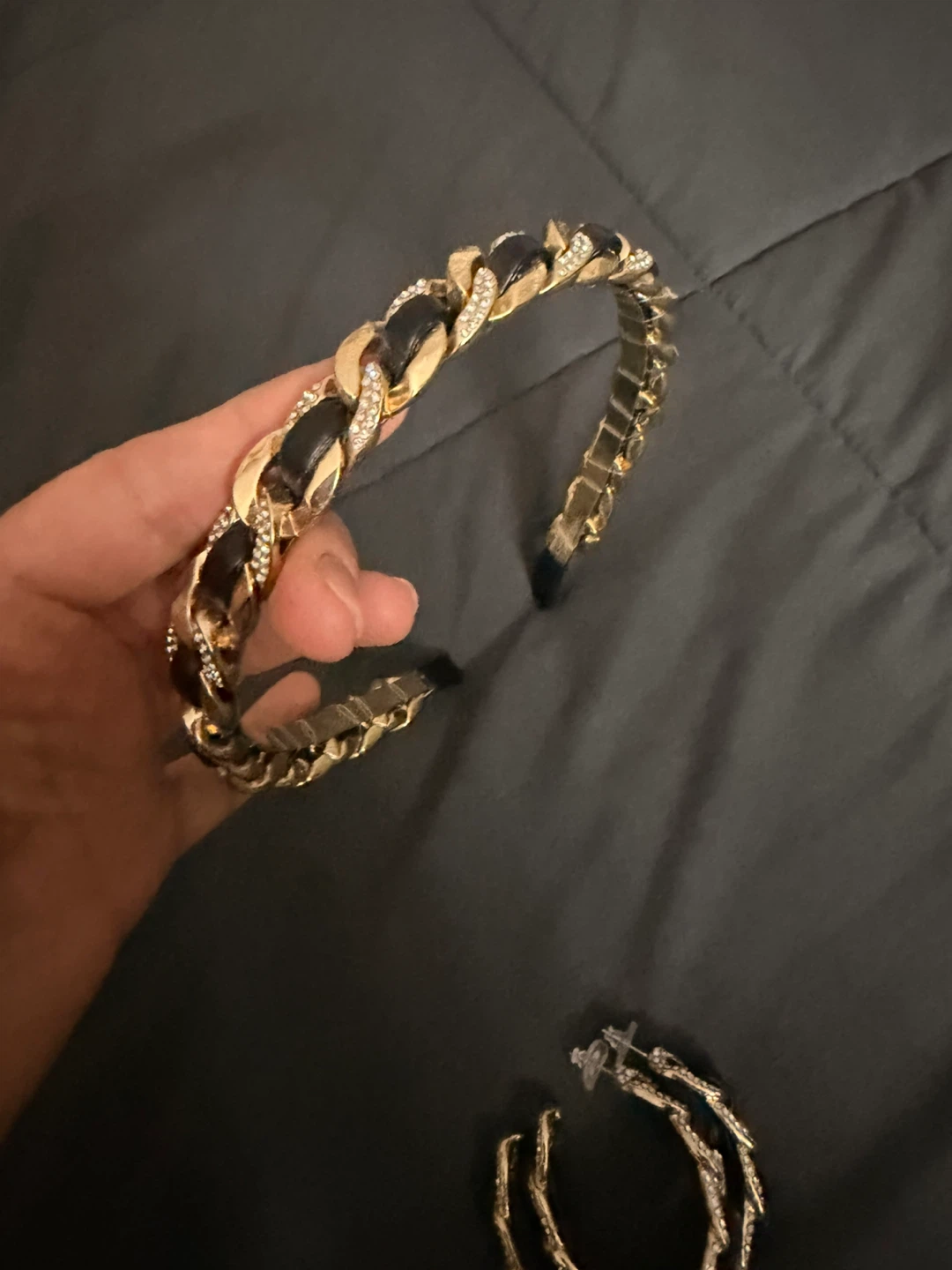 Gold Chain Headband and Hoop Earring Set🏆 - photo 3