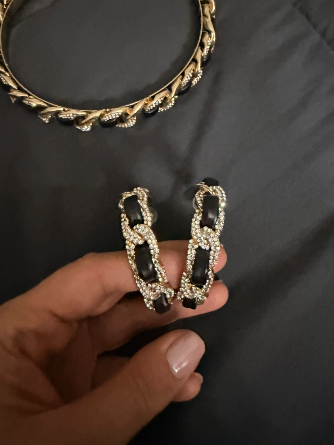 Gold Chain Headband and Hoop Earring Set🏆 - photo 2
