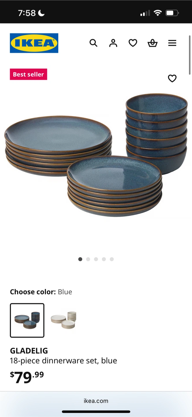 IKEA GLADELIG 18-Piece Dinnerware Set - Blue - photo 3