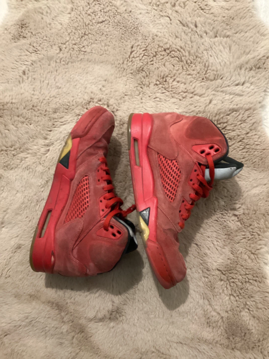 Air Jordan 5 Retro Red Suede Sneakers - photo 2