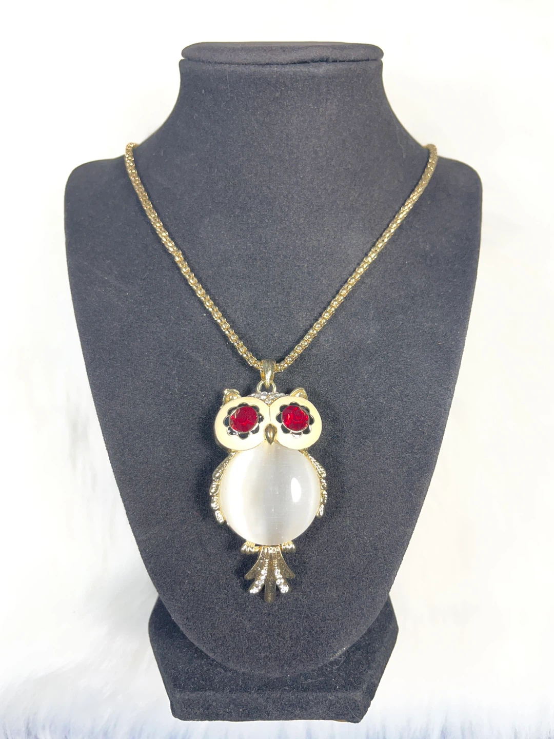 Betsy Johnson Owl Pendant Necklace with Red Eyes - photo 4