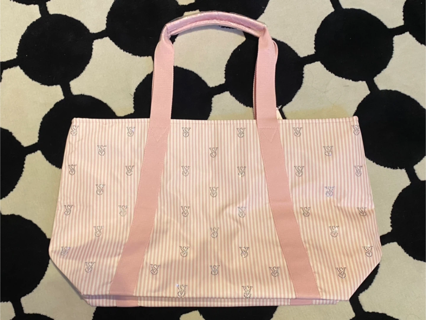 (With tags) Victoria's Secret Pink Striped Tote Bag