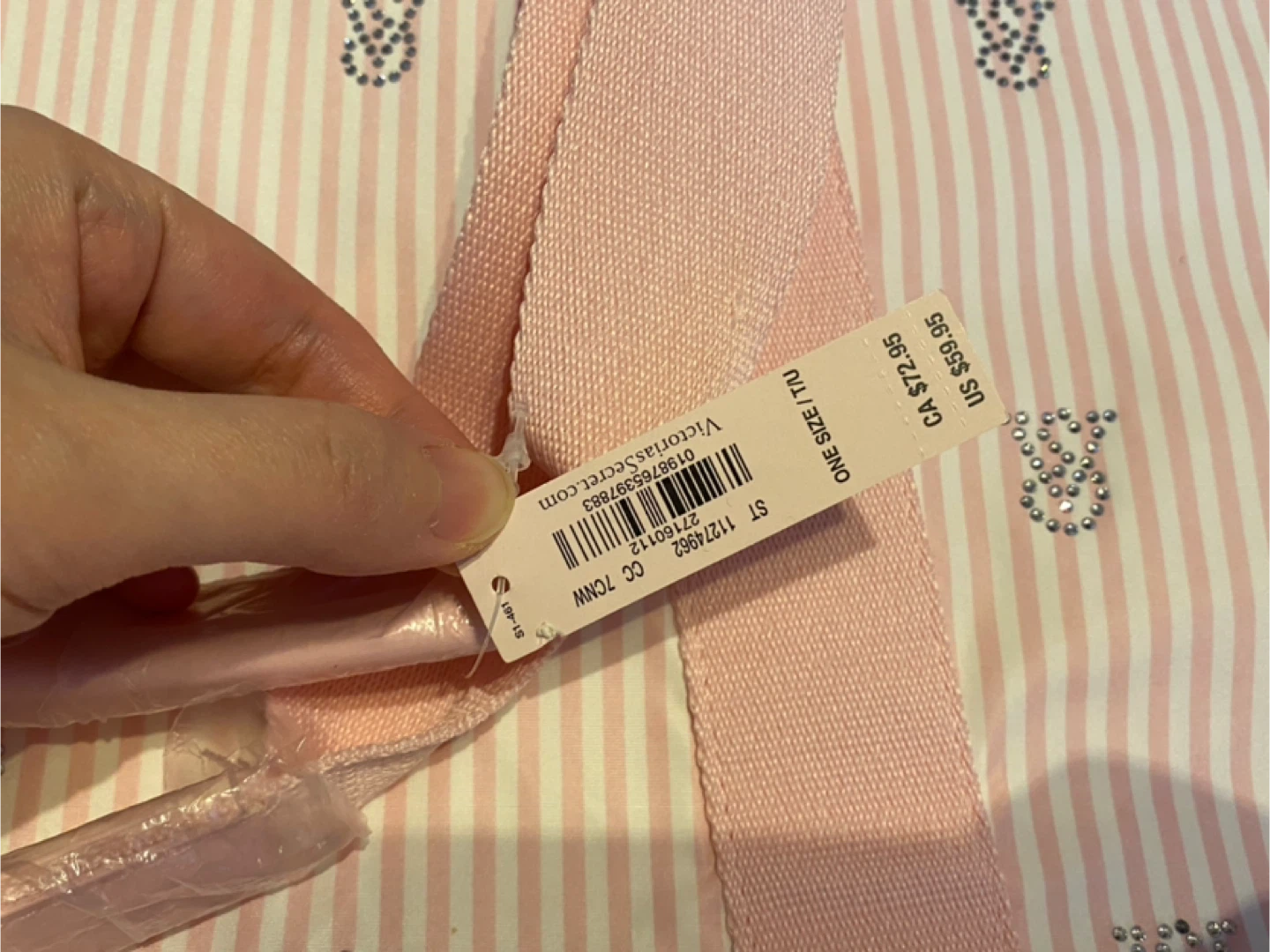 (With tags) Victoria's Secret Pink Striped Tote Bag - photo 3