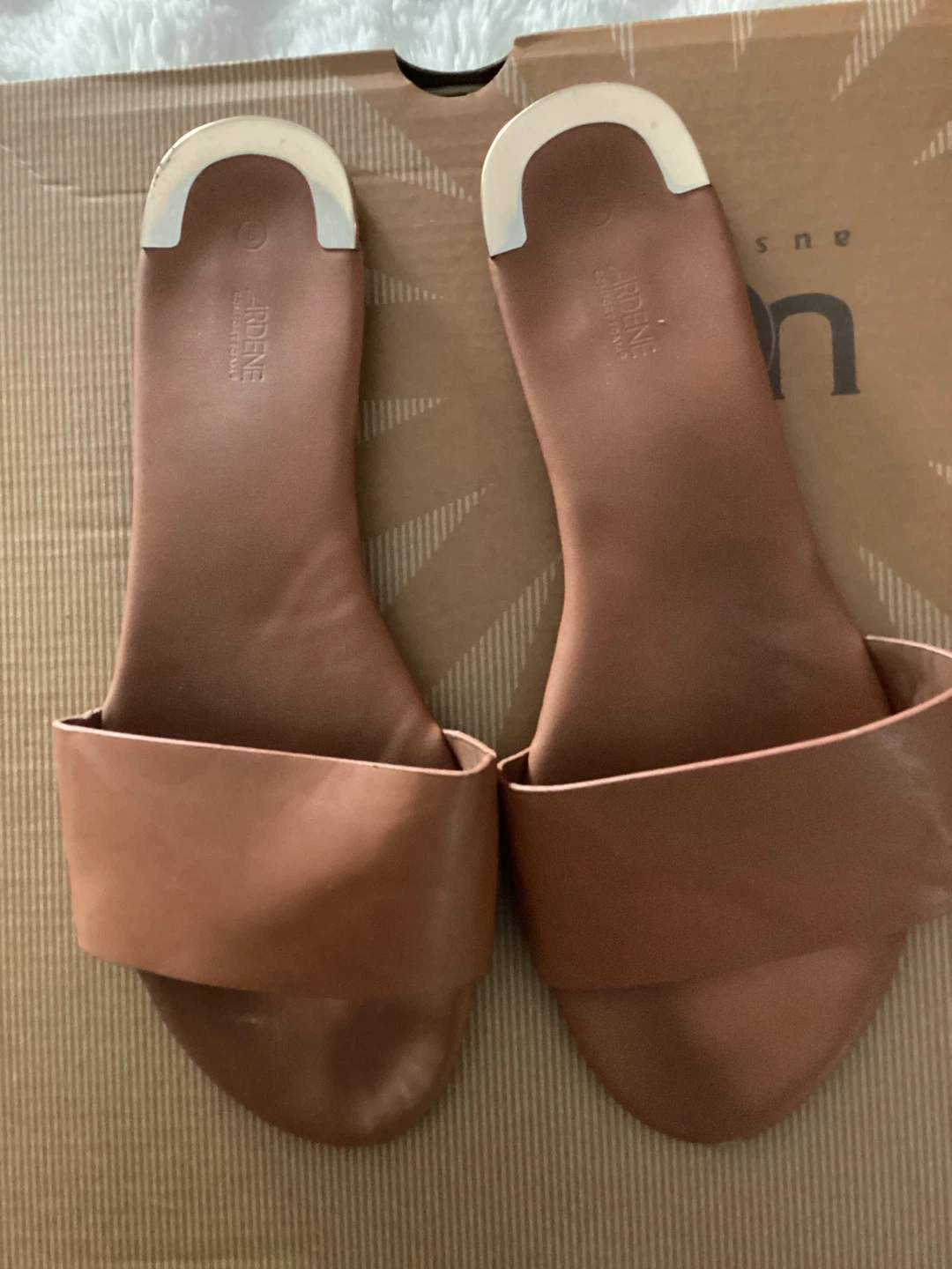 JADENE Women's Brown Leather Slide Sandals Size 9 - photo 3
