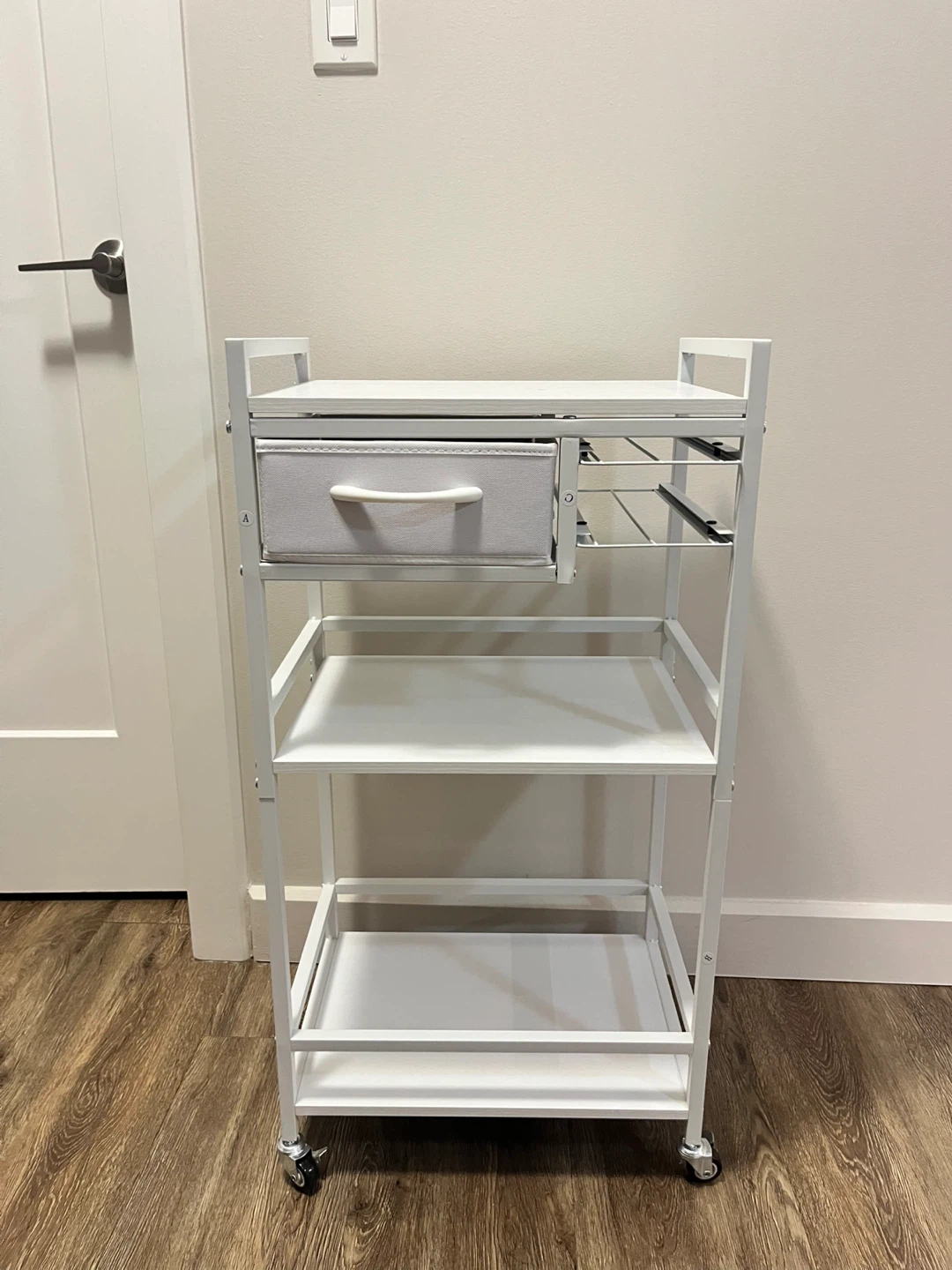 White Rolling Cart, Storage Coffee Bar Cart