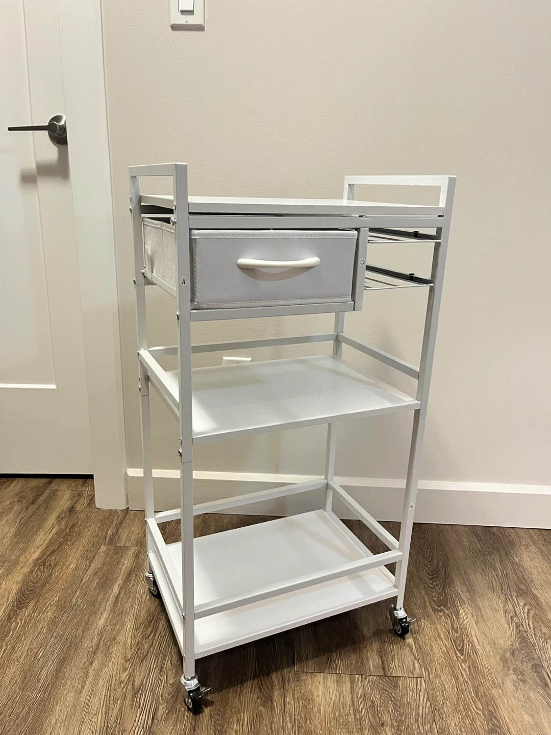 White Rolling Cart, Storage Coffee Bar Cart - photo 2