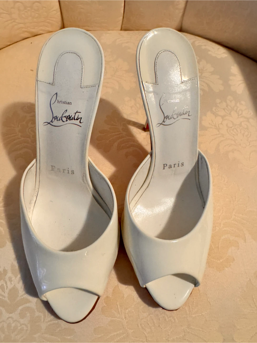 Christian Louboutin White Mule Heels