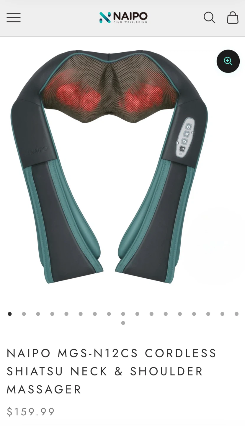 NAIPO Cordless Shiatsu Neck & Shoulder Massager