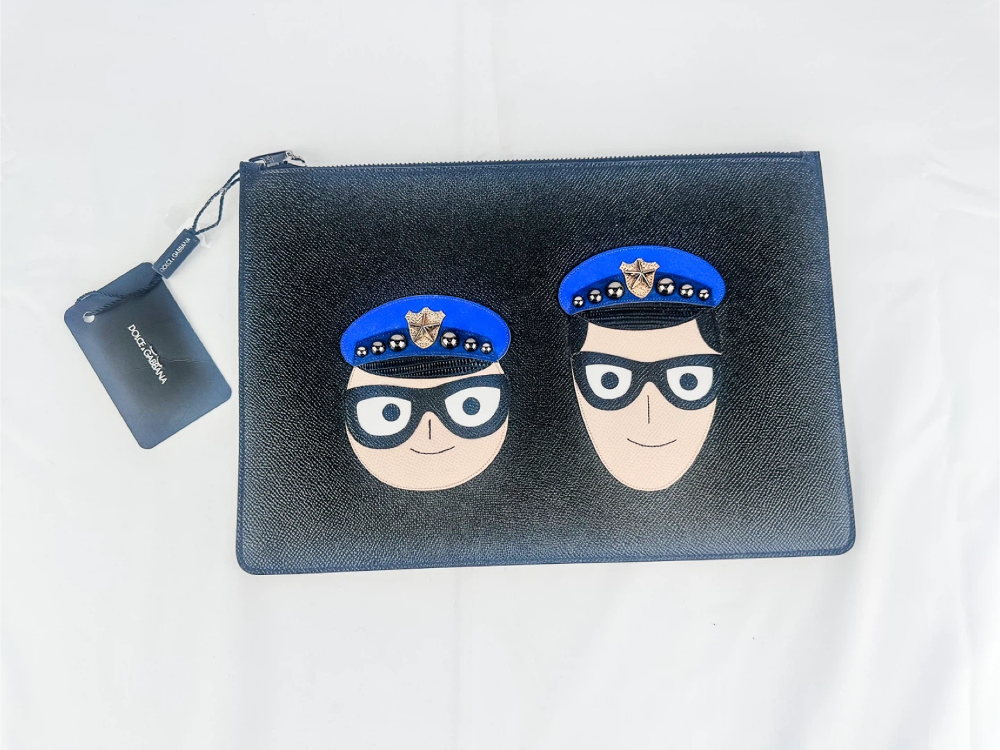 Dolce & Gabbana #DGFAMILY Black Dauphine Leather Flat Zip Pouch - photo 2
