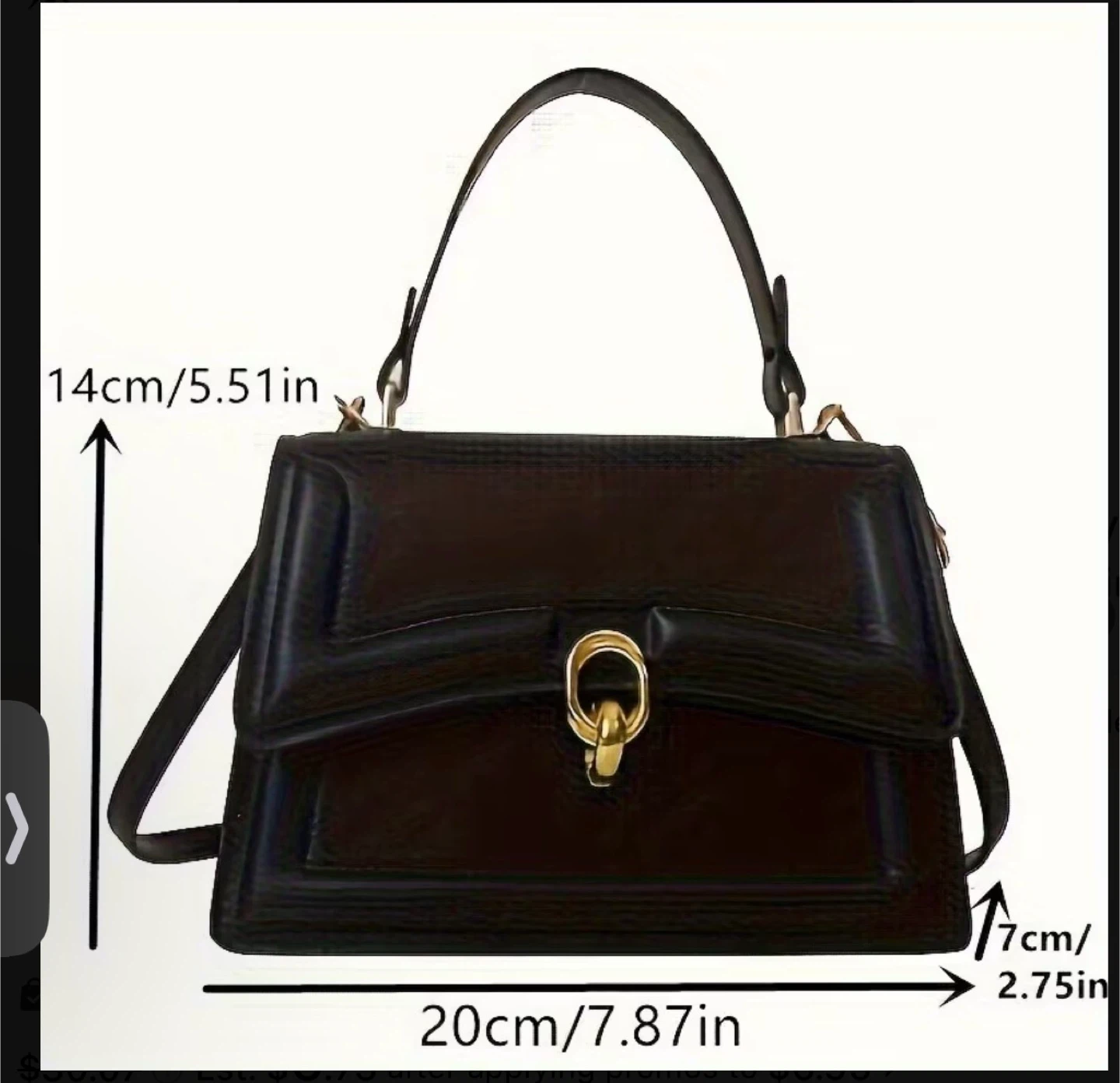 New ! Black Handbag with Gold Clasp - photo 3