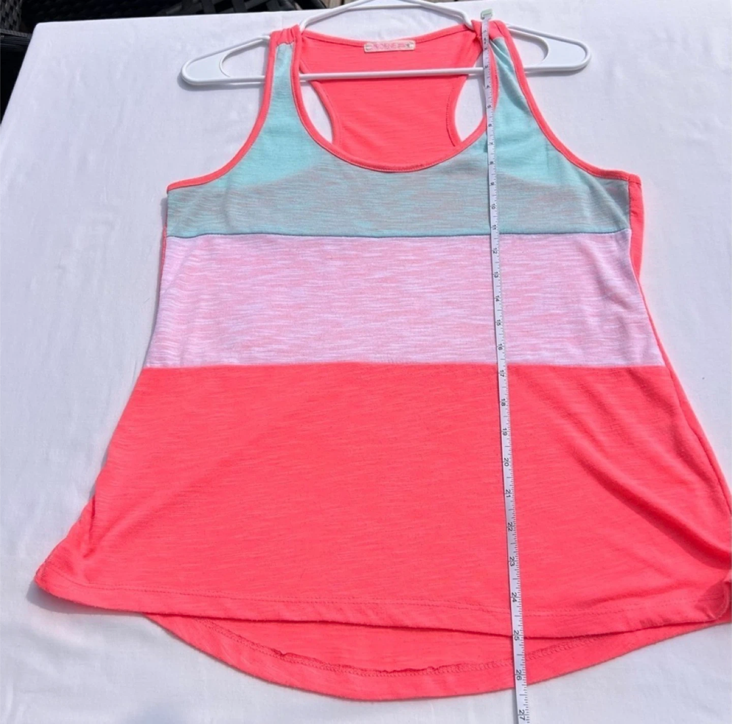 Ardene Neon Color Block Slub Knit Racerback Tank Top Size Large - photo 3