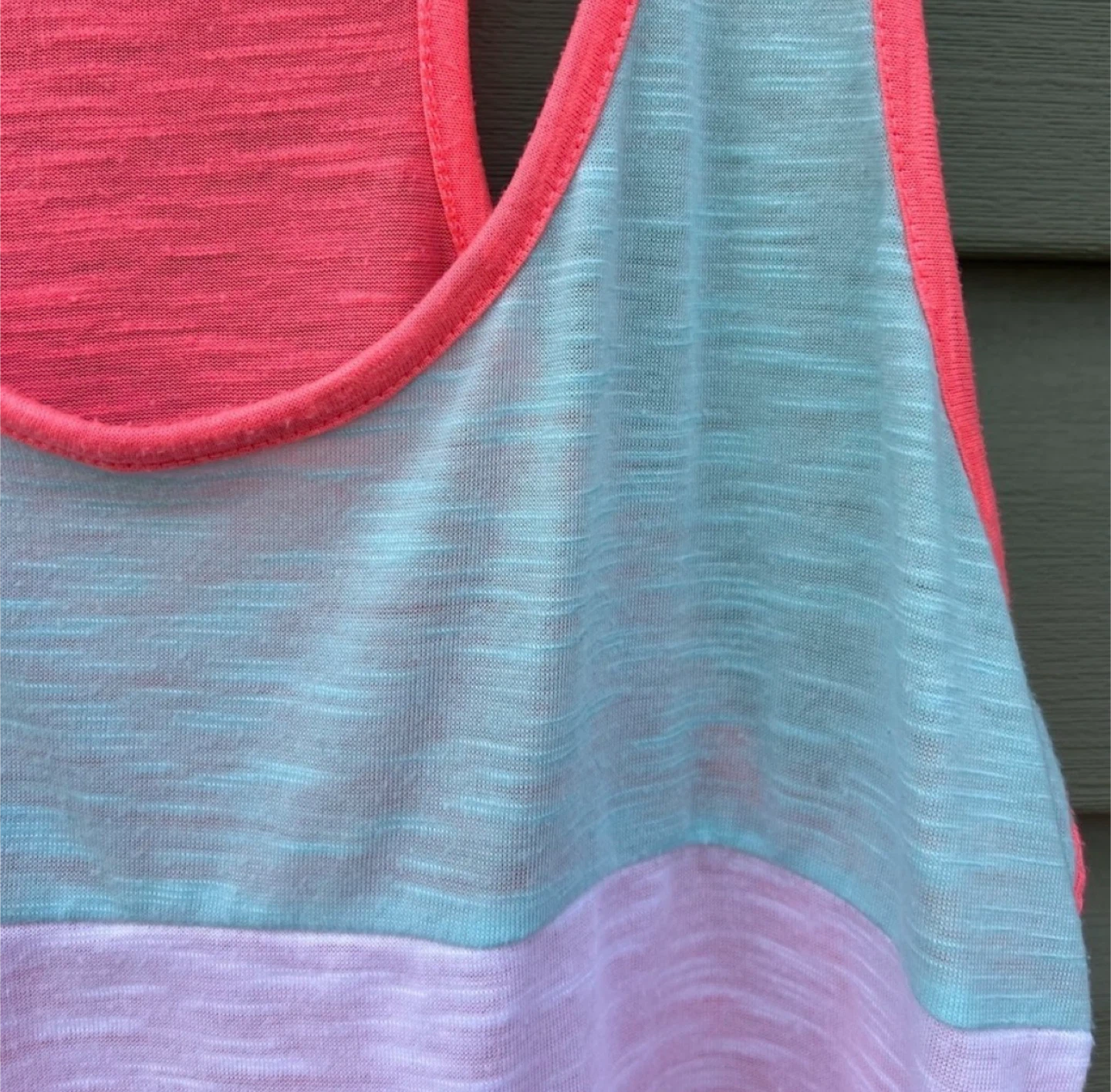Ardene Neon Color Block Slub Knit Racerback Tank Top Size Large - photo 5