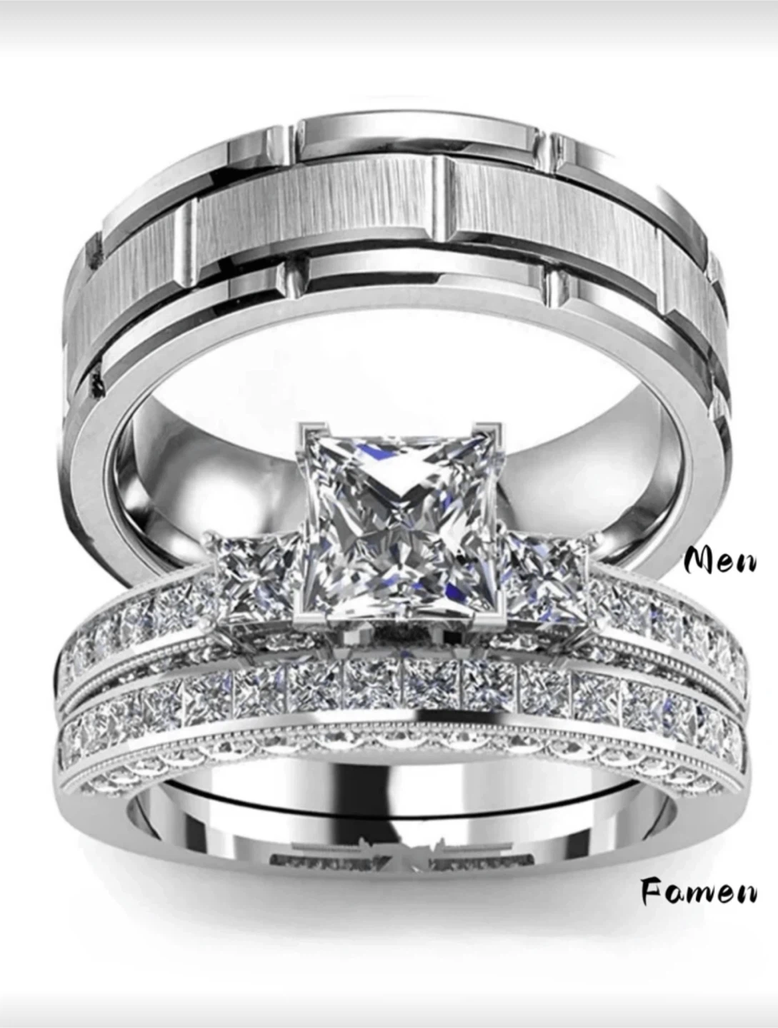 Tungsten Carbide Wedding Ring Set for Men and Women