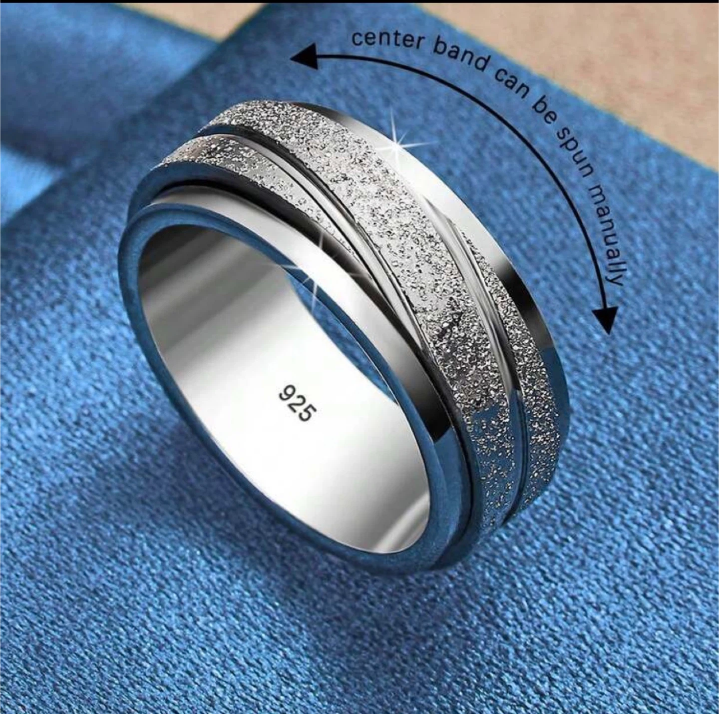 Men's 925 Sterling Silver Spinner Ring